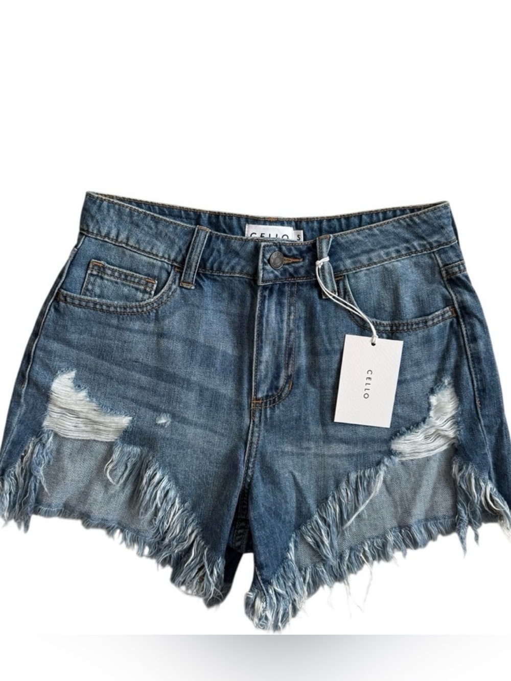 NEW Cello Destroyed Distressed High-Waist Denim Shorts 100% Cotton Size 2